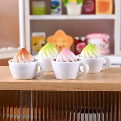 3pcs Cappuccino Cups Set Dollhouse Decor Realistic Coffee Shop Accessories