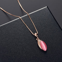 Oval Shape Pendant Necklace & Stud Earrings Set for Women & Girls