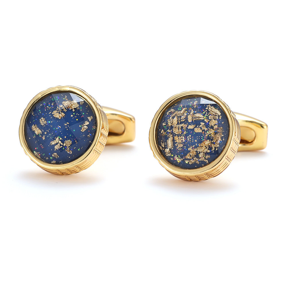 French Round Men's Cufflinks with Creative Personality Pattern