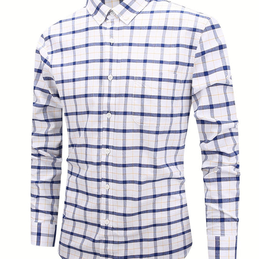 Plaid Print Casual Long Sleeve Shirt for Men