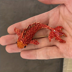 Fish Rhinestones Brooch Pendant For Men