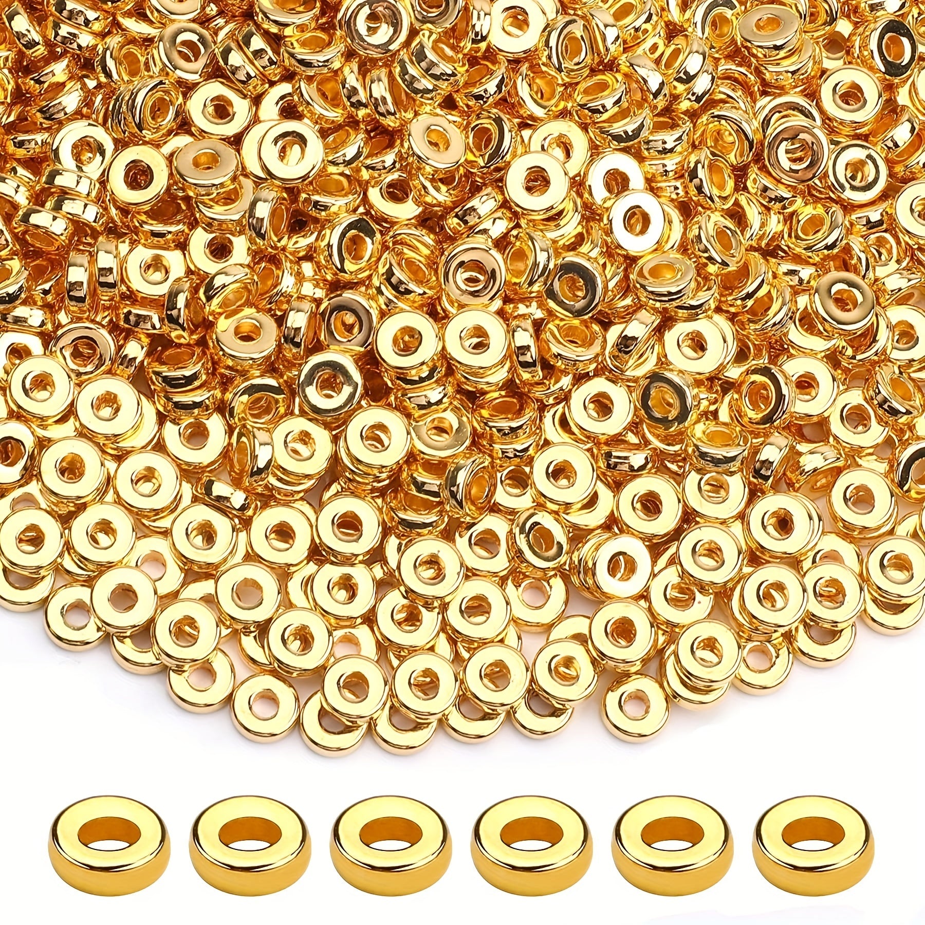 300pcs 6mm Golden & Silver Flat Round Spacer Beads Disc for DIY Jewelry Making