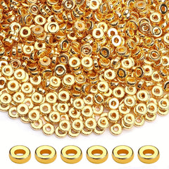 300pcs 6mm Golden & Silver Flat Round Spacer Beads Disc for DIY Jewelry Making