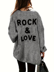 Women's Plus Size Letter Pattern Cardigan