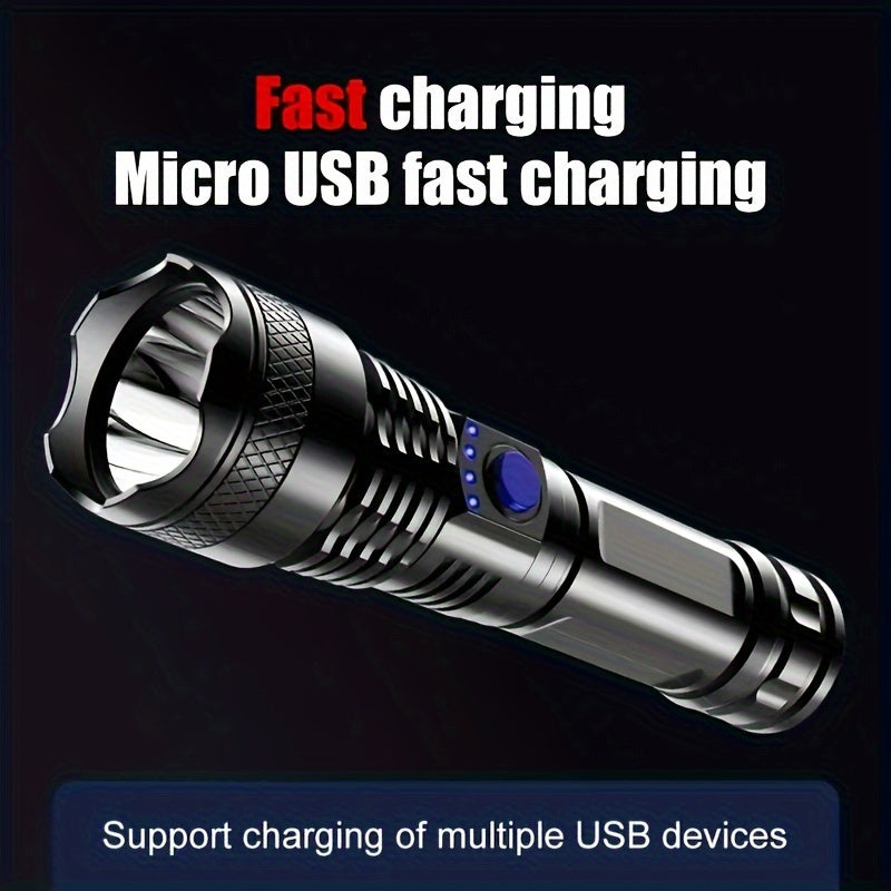 USB Rechargeable Handheld Flashlight LED Light for Camping Backpacking Hiking