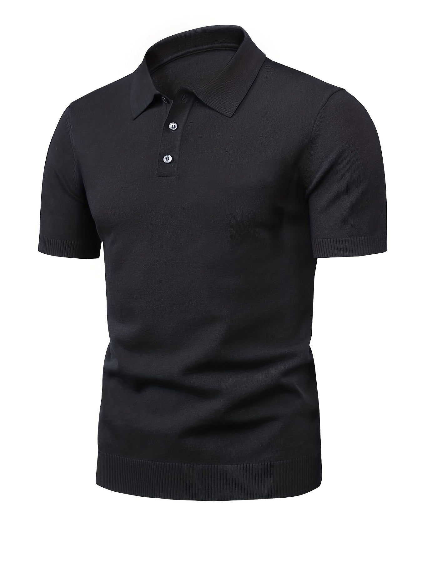 Men's High Stretch Button Up Lapel Polo Shirt