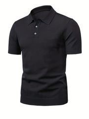 Men's High Stretch Button Up Lapel Polo Shirt