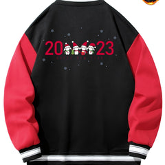 Christmas Rabbit Graphic Print Men's Baseball Jacket