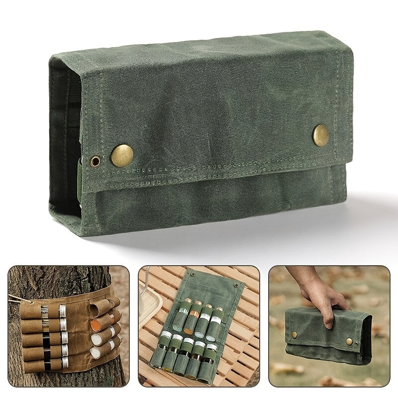 Canvas Waterproof Seasoning Bottle Storage Bag for Camping Hiking
