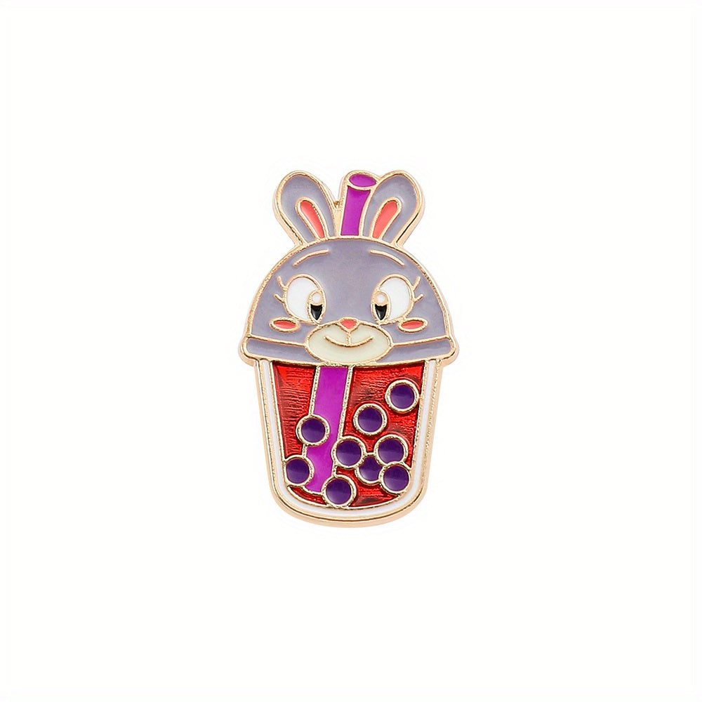 Grey Rabbit Pearl Milk Tea Breast Needle Enamel Pin For Men