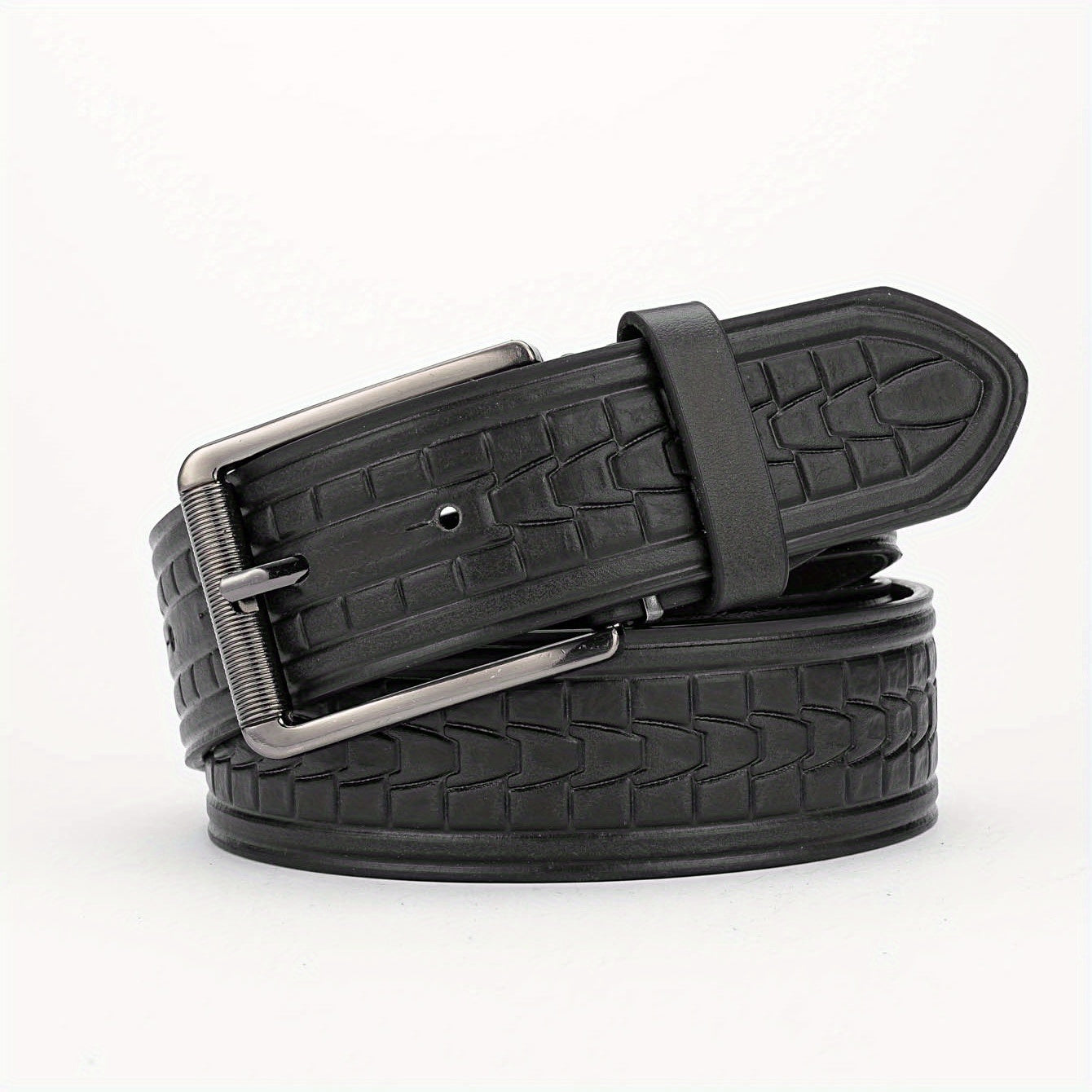 Alloy Buckle PU Striped Belt Accessory For Men