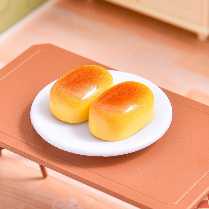 2pcs Realistic Bread Bun Models for DIY Diorama Bakery Decor