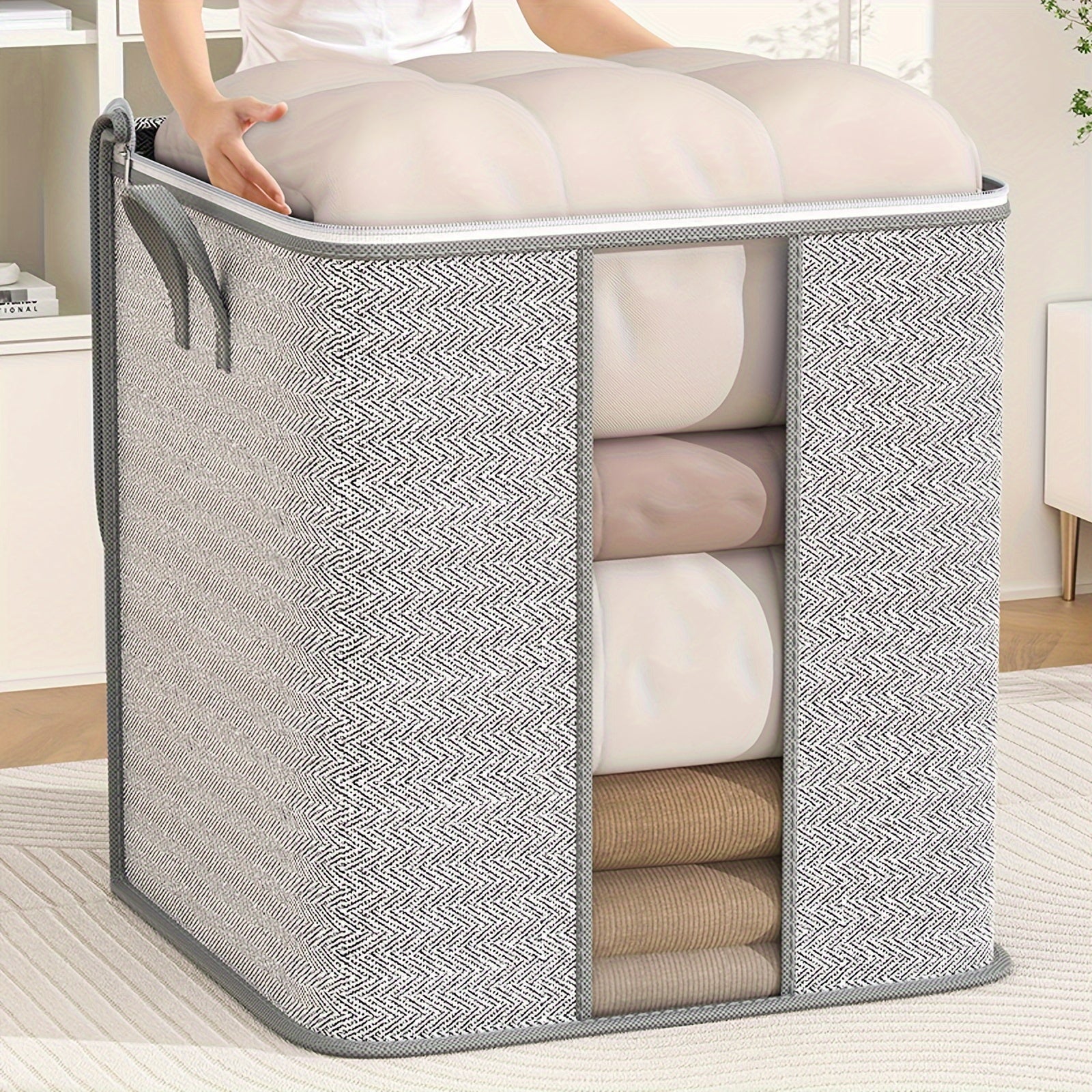 Large Capacity Storage Bag With Handles Portable Clothes Storage Bag With Window