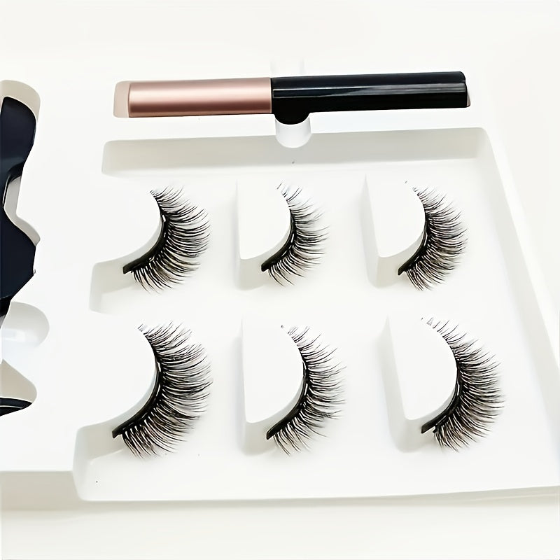 3 Pairs Magnetic Eyelashes 3D Mink Makeup Lashes Set Natural False Lashes