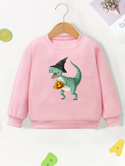 Dino & Pumpkin Girls Sweatshirt for Halloween Party