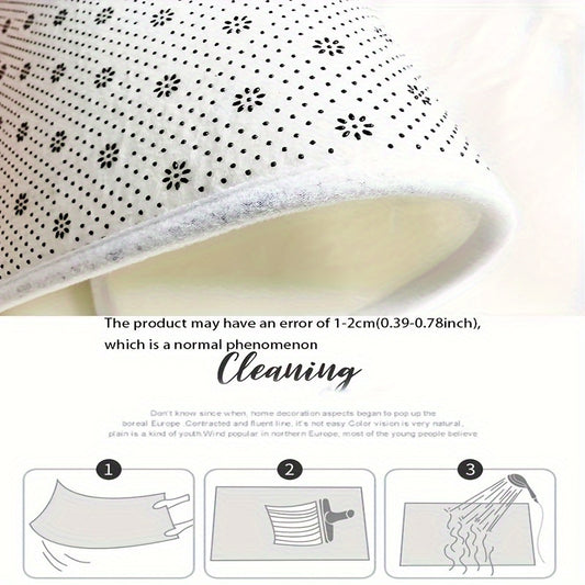 Letter Art Area Rug Leaf Pattern Washable Floor Mat for Bedroom Living Room