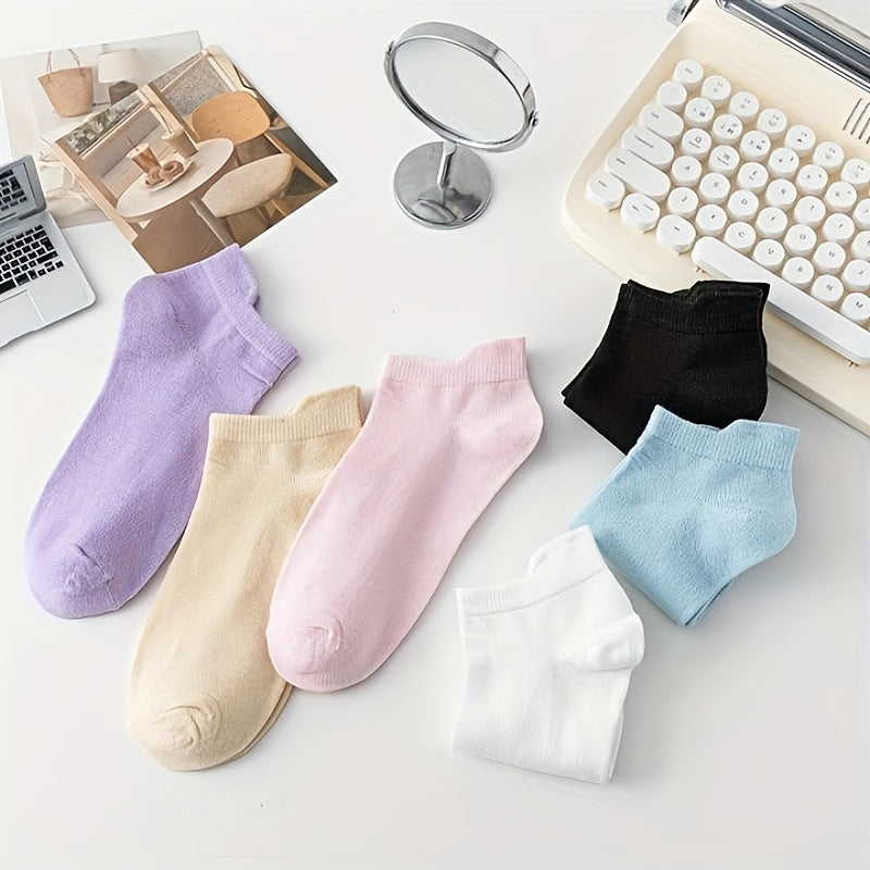6 Pairs Solid Socks Comfy & Breathable Women's Stockings & Hosiery