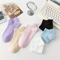 6 Pairs Solid Socks Comfy & Breathable Women's Stockings & Hosiery