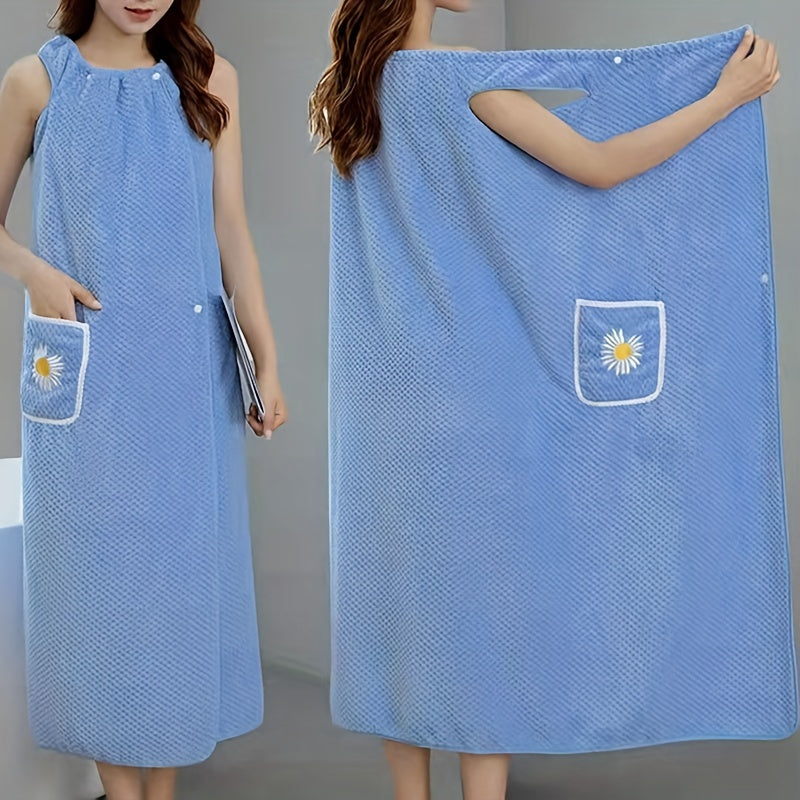Flower Pattern Bath Skirt for Adults Absorbent Quick Drying Bathrobe