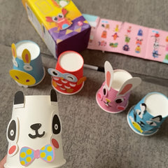 12pcs DIY Paper Cup Craft Kit with Colorful Stickers for Creative Art Projects