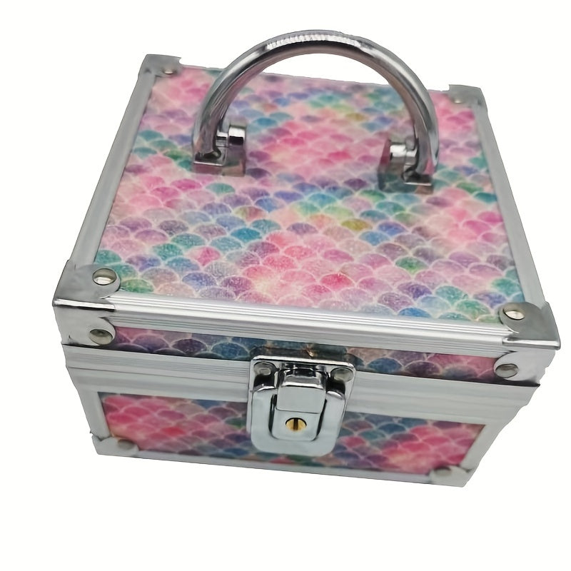 Travel Jewelry Box Aluminum Cosmetic Storage Box Makeup Organizer with Mirror