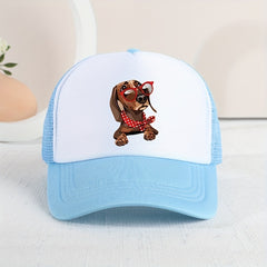 Mesh Print Glasses Dog Baseball Cap Sunshade Breathable Peaked Cap Trucker Hat