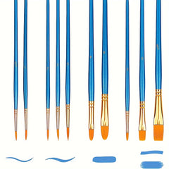10pcs Watercolor Paint Brush Set Nylon Hair Acrylic Painting Brushes