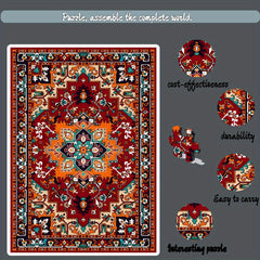 Vintage Persian Carpet Pattern Jigsaw Puzzle Red & Brown Floral