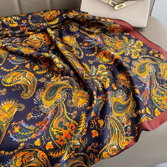 Vintage Paisley Print Scarf Classic Satin Warm Shawl Silk Scarves