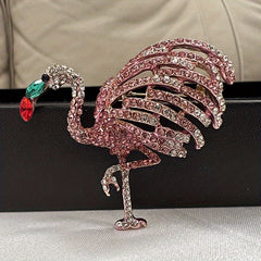 Sparkling Flamingo Rhinestone Brooch for Men