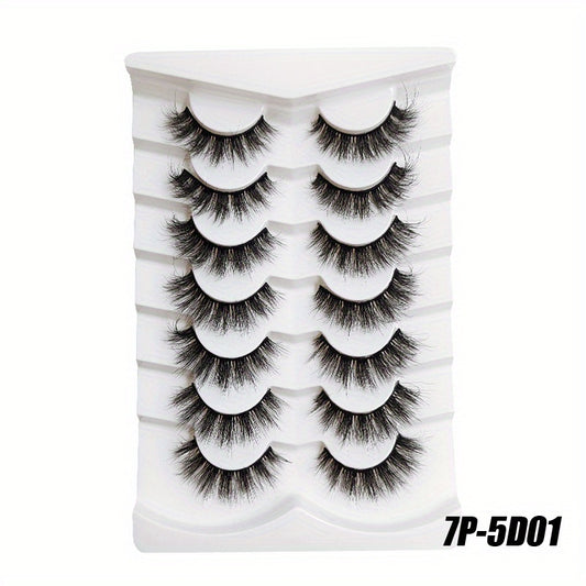 7 Pairs Fluffy Faux Mink False Eyelashes Soft Natural Wispy Daily Wear