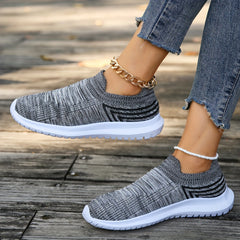 Women's Knit Breathable Mesh Athletic Running Shoes Slip on Walking Shoes