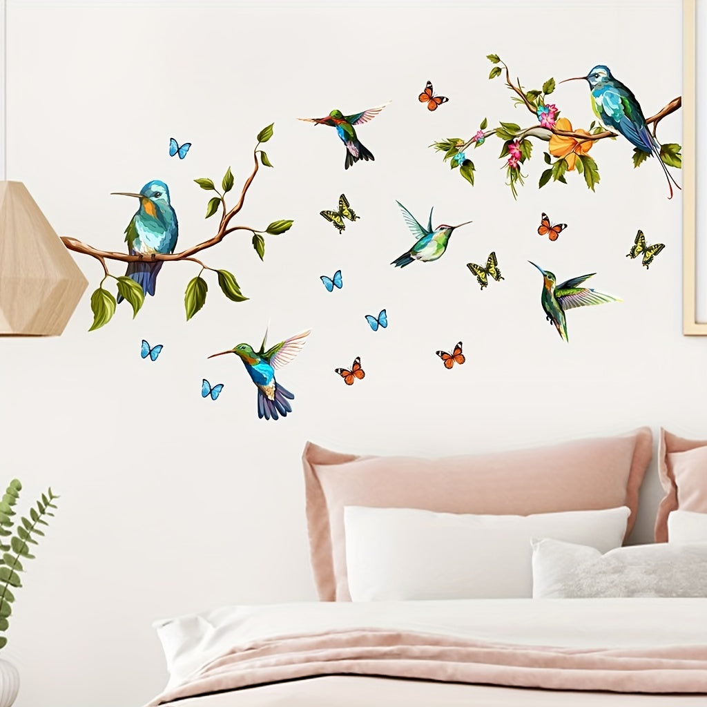 4pcs Bird & Butterfly Wall Stickers - Spring Home Decor Touch