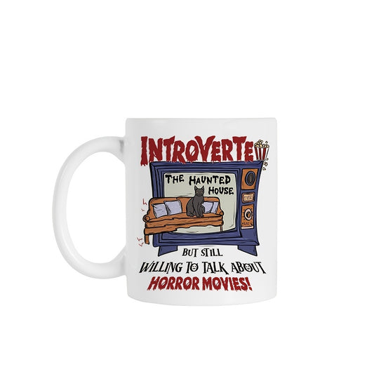11oz Cartoon TV Cat Pattern Ceramic Cup Letter Printed Coffee Cup