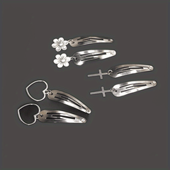Y2K Metal Snap Clip Flower Heart Tassel Hair Clip Women Girls