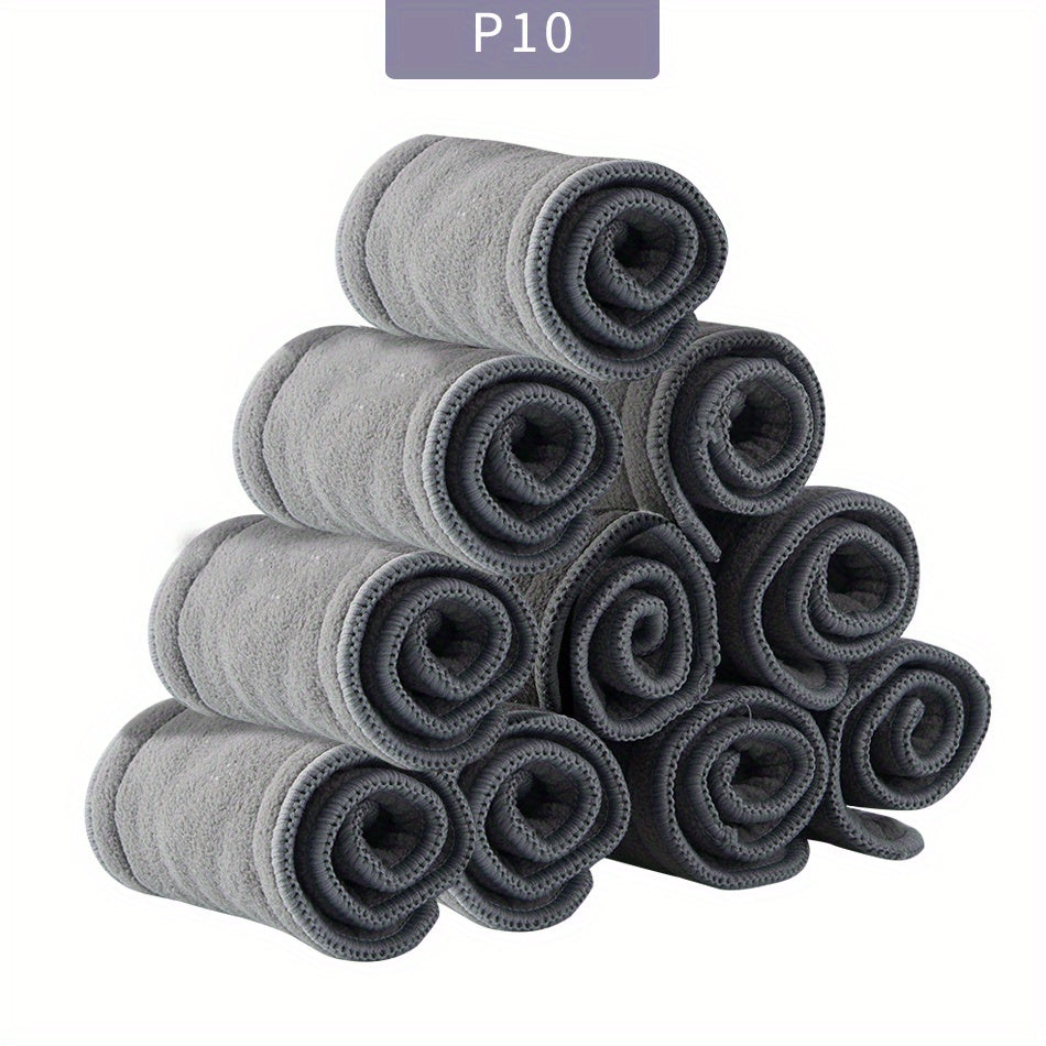 10pcs Bamboo Charcoal Washable Diaper 2 Layers Bamboo Charcoal 3 Layers