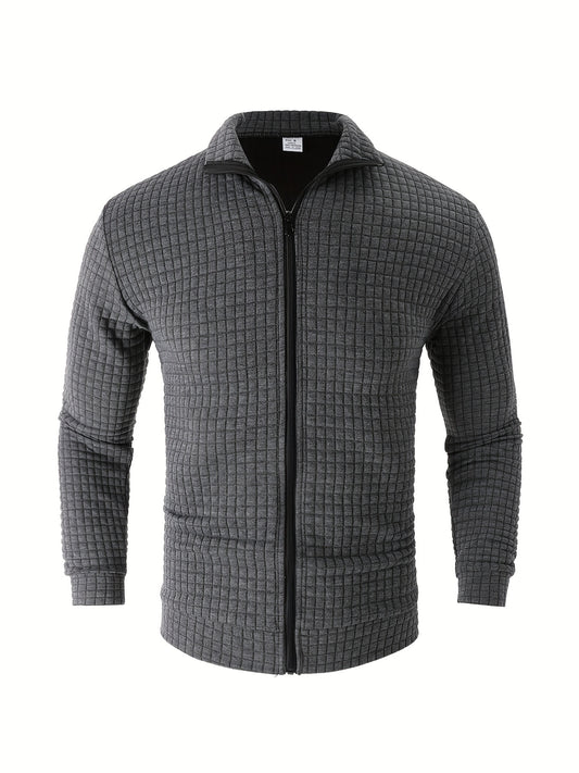 Men's Zipper Stand Collar Cardigan Warm Jacket