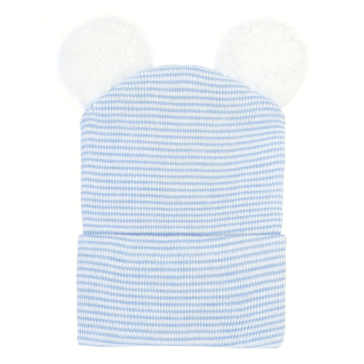 Warm Knitted Baby Hat with Double Fur Ball for Autumn and Winter