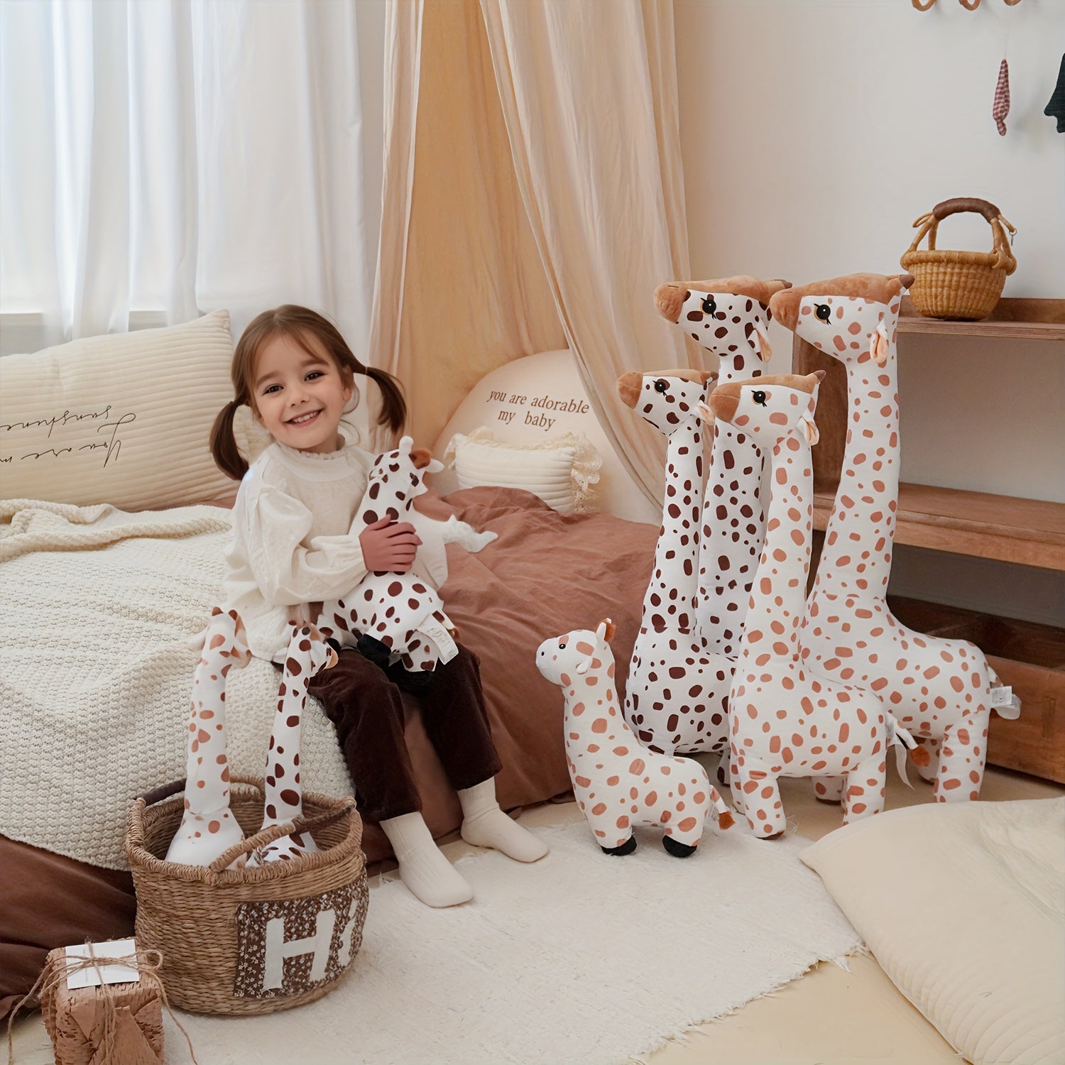 Nordic Style Plush Giraffe Toy Ultra Soft Animal Figure Mixed Colors