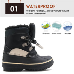Boy's Cozy Snow Boots Warm Fleece High Top Non-slip Plush Outdoor