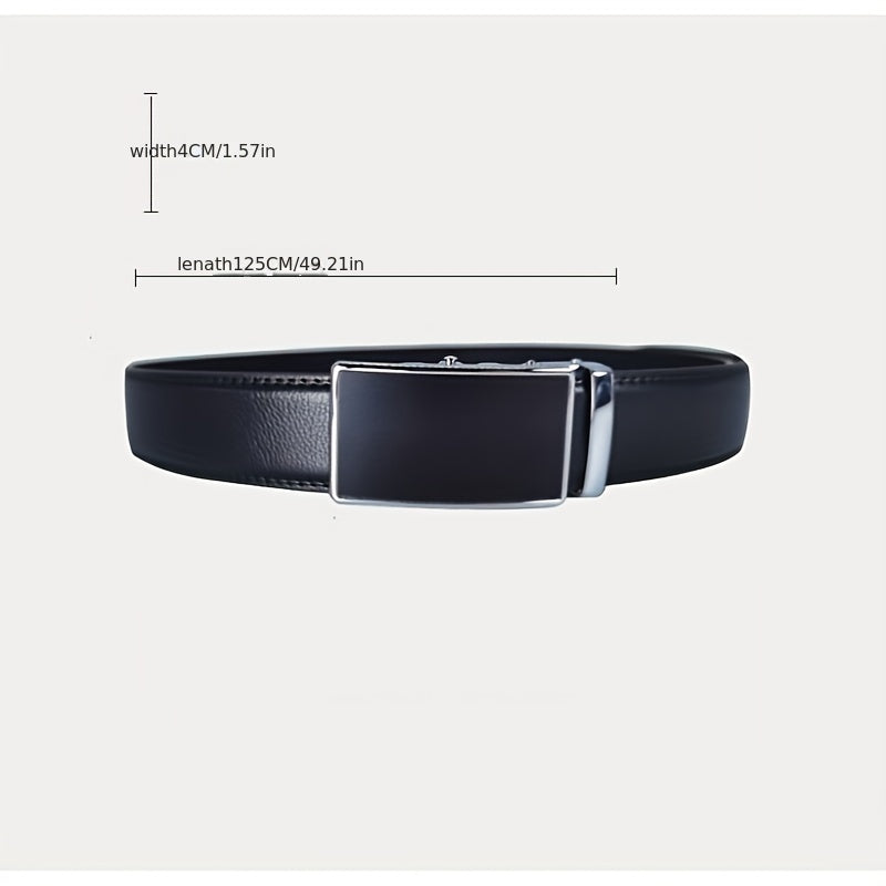 Men's Leather Belt Auto Buckle Business Waist Strap