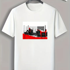 Architecture Print Men's Comfy T shirt Active Slightly Stretch Tee