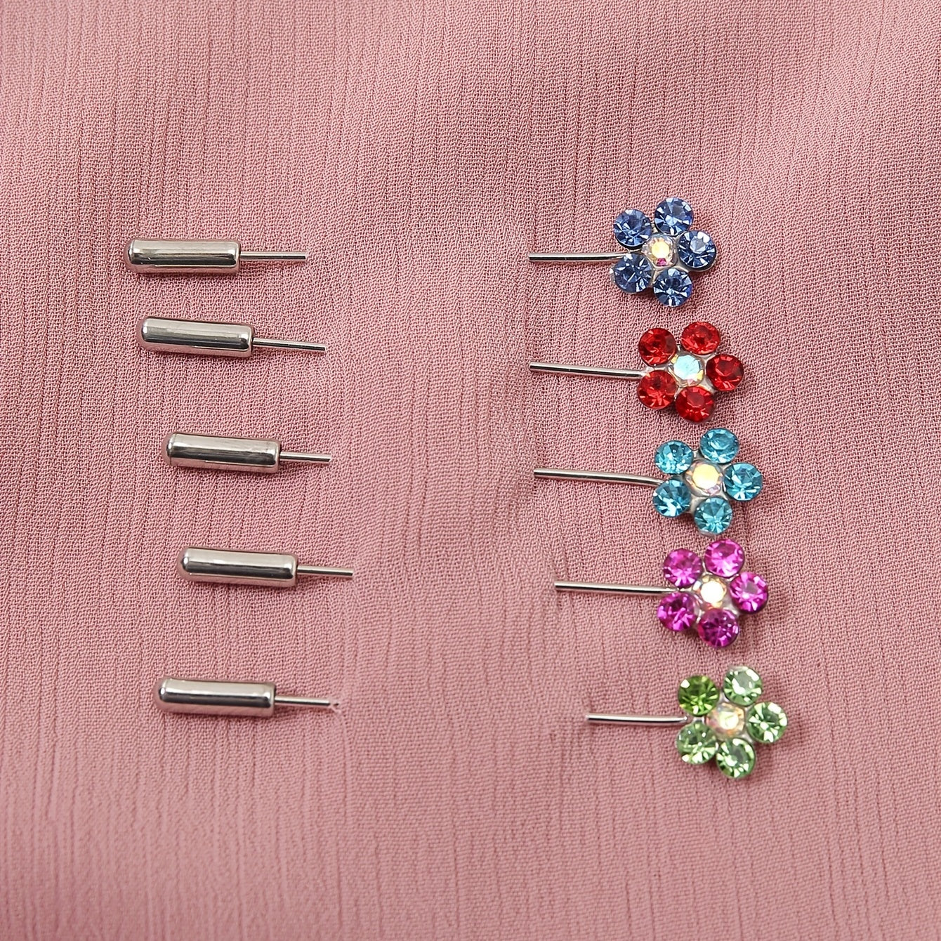 10pcs Colorful Flower Scarf Pin Rhinestone Turban Clip Hijab Shawl Brooch