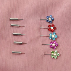 10pcs Colorful Flower Scarf Pin Rhinestone Turban Clip Hijab Shawl Brooch