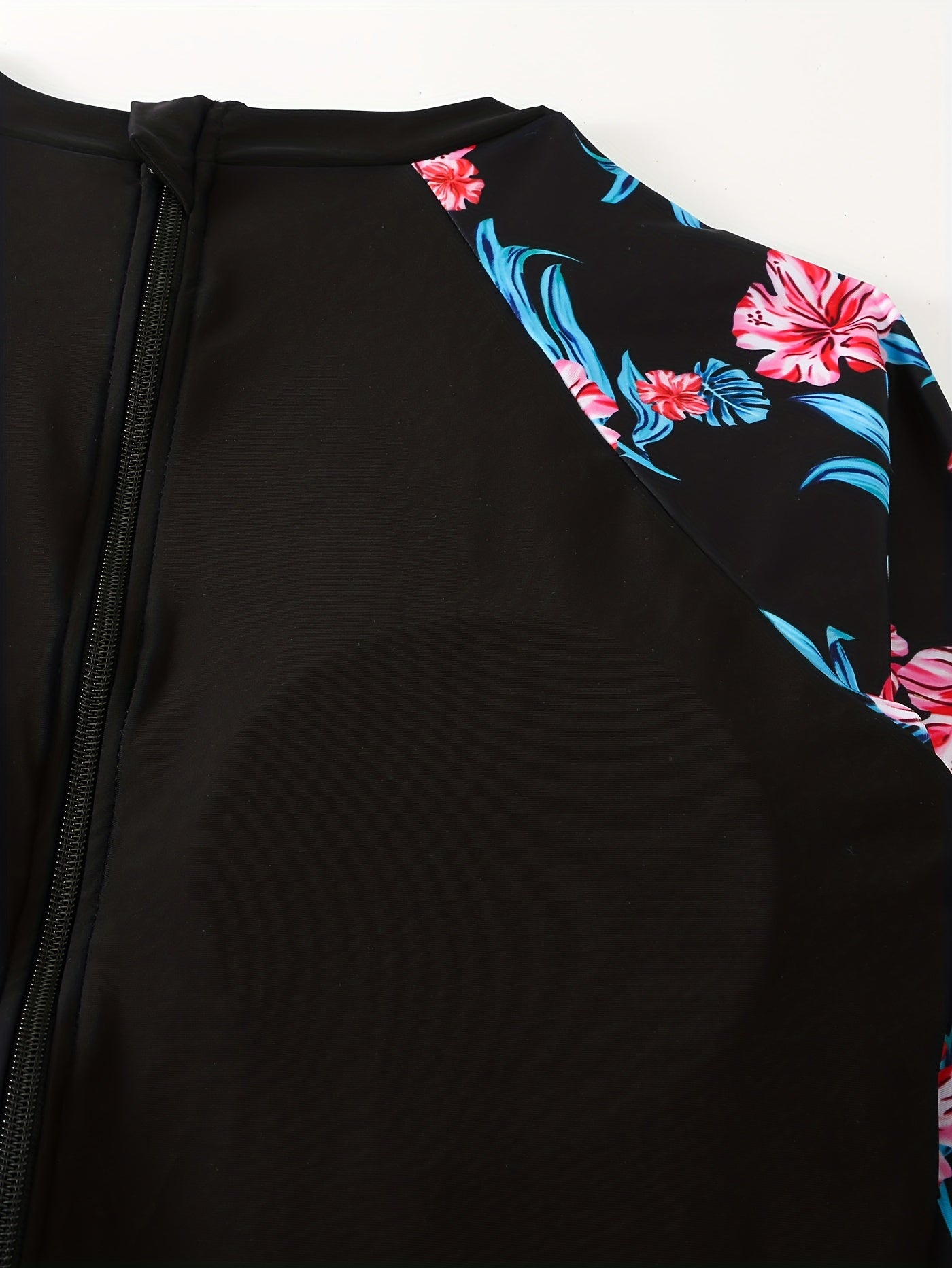  Boho Floral Swimsuit Long Sleeve One Piece Bathing Suit