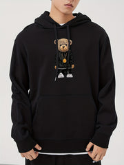 Teddy Bear Print Hoodie Men's Pullover Sweatshirt