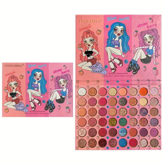 48 Colors Eyeshadow Palette Matte Pearly Finish Multicolor Coral Brown