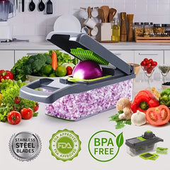 16pcs Veggie Chopper With Container 16 In 1 Adjustable Slicer blade