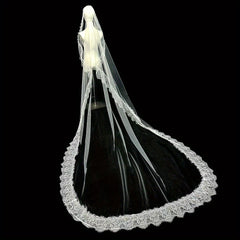 Floral Lace Wedding Veil Trail Bridal Accessory