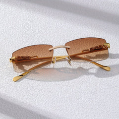Metal Rimless Men's Sunglasses Black Frame UV400